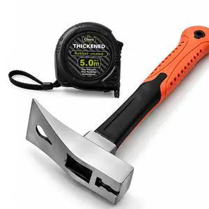 16 ft (5-Meters) Tape Measure & Magnetic Claw Hammer Tool Set | High carbon steel forged, non-slip TPR grip, bright fluorescent scale, for construction, home repair and DIY 16 ft (5-Meters) Tape Measure & Magnetic Claw Hammer Tool Set | High carbon steel forged, non-slip TPR grip, bright fluorescent scale, for construction, home repair and DIY