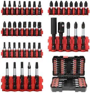42-Piece Impact Screwdriver Bits Set with Phillips, Magnetic S2 Steel Phillips/Slotted/Square/Torx Insert Power Bits Tips, Impact Bit Holder with Black Storage Box Case 42-Piece Impact Screwdriver Bits Set with Phillips, Magnetic S2 Steel Phillips/Slotted/Square/Torx Insert Power Bits Tips, Impact Bit Holder with Black Storage Box Case
