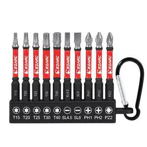 Diamond Tip Screwdriver Bit Set, 2-9/16" Anti-Slip Bits, 10PCS | CNC Precision & S2 Steel, Torx, Phillips, Pozidriv, Slotted Bits, 1/4" Hex Shank, 2-9/16" for Tight Spaces Diamond Tip Screwdriver Bit Set, 2-9/16" Anti-Slip Bits, 10PCS | CNC Precision & S2 Steel, Torx, Phillips, Pozidriv, Slotted Bits, 1/4" Hex Shank, 2-9/16" for Tight Spaces