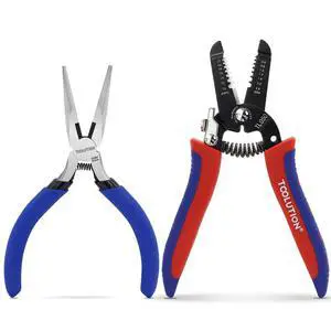 2-Piece Electrician Pliers Set Professional Wire Stripping Tool | 7 Inch Wire Stripper & 5 Inch Needle Nose Pliers Spring-Loaded Design & Non-Slip Grip for Electrical Work, DIY, Crafting 2-Piece Electrician Pliers Set Professional Wire Stripping Tool | 7 Inch Wire Stripper & 5 Inch Needle Nose Pliers Spring-Loaded Design & Non-Slip Grip for Electrical Work, DIY, Crafting