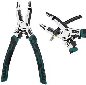 Wire Stripper Crimper Cutter 10-in-1, 10-18 AWG CR-V Pliers Wire Stripper Crimper Cutter 10-in-1, 10-18 AWG CR-V Pliers