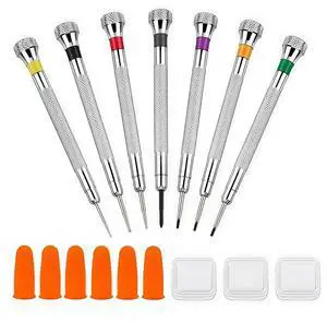 7PCS Small Precision Watch Screwdriver Set, 0.8-2.0mm Flathead with Case | For Watch Repair, Jewelry, Glasses & Electronics Mini Tiny Screwdrivers 7PCS Small Precision Watch Screwdriver Set, 0.8-2.0mm Flathead with Case | For Watch Repair, Jewelry, Glasses & Electronics Mini Tiny Screwdrivers