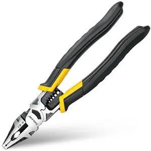 9-Inch 6-in-1 Linesman Pliers CR-V Steel Wire Cutter | Electrician's Combination Pliers, Stripper, Crimper & Bolt Cutter Combo 9-Inch 6-in-1 Linesman Pliers CR-V Steel Wire Cutter | Electrician's Combination Pliers, Stripper, Crimper & Bolt Cutter Combo