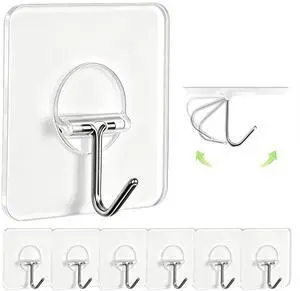 Adhesive Wall Hooks No Drill Clear Heavy Duty,13LB Sticky 8 Pack | Waterproof Transparent Sticky Hooks for Hanging,13lbs Max Load No Damage,Ideal for Towel,Coat,Bathroom,Kitchen,Home Adhesive Wall Hooks No Drill Clear Heavy Duty,13LB Sticky 8 Pack | Waterproof Transparent Sticky Hooks for Hanging,13lbs Max Load No Damage,Ideal for Towel,Coat,Bathroom,Kitchen,Home