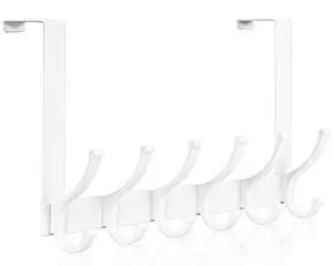 Over The Door Hooks, Door Hanger Hooks for Hanging, Over The Doors Towel Racks for Bathroom, Coat Rack Dorm Essentials (1Pack, White, Fit 1-3/4" Doors) Over The Door Hooks, Door Hanger Hooks for Hanging, Over The Doors Towel Racks for Bathroom, Coat Rack Dorm Essentials (1Pack, White, Fit 1-3/4" Doors)
