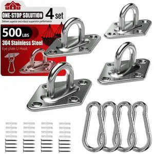 304 Stainless Steel Pad Eye Snap Hook, M5 Ceiling Hook 500Lb,8Pcs | Hanging Kit with Screws for Hammock Chair Swing, Yoga Gym Equipment, Sun Shade Sail, Plant Hangers & Marine Boat Hardware 304 Stainless Steel Pad Eye Snap Hook, M5 Ceiling Hook 500Lb,8Pcs | Hanging Kit with Screws for Hammock Chair Swing, Yoga Gym Equipment, Sun Shade Sail, Plant Hangers & Marine Boat Hardware