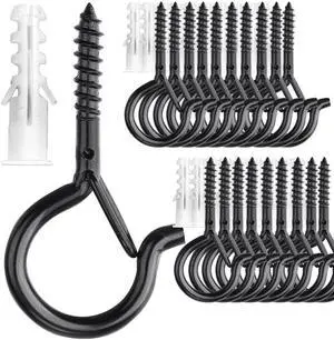 20 Pack Screw Hooks for Hanging Plants Outdoor Lights(Black) | Christmas Seasonal Lighting, Heavy Duty 2.2 Inch Eye Hook Cup Ceiling Hook Q-Hanger for Patio, Wall Wood Ceiling Deck Mount 20 Pack Screw Hooks for Hanging Plants Outdoor Lights(Black) | Christmas Seasonal Lighting, Heavy Duty 2.2 Inch Eye Hook Cup Ceiling Hook Q-Hanger for Patio, Wall Wood Ceiling Deck Mount