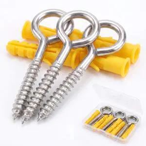 6 Pack 304 Stainless Steel Eye Hook Screws with Expansion Anchors, 3.2 inch Heavy Duty Wall Hanging Screw Eye Bolts(M6) 6 Pack 304 Stainless Steel Eye Hook Screws with Expansion Anchors, 3.2 inch Heavy Duty Wall Hanging Screw Eye Bolts(M6)