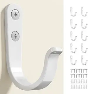 10Pcs Wall Hooks, White Metal Coat and Towel Hooks, Holds Up to 40 lbs | For Bathroom, Kitchen, Closet, and Garage, Metal, For Hanging Coats, Towels, Hats, Keys, Bags,and Coffee Cups 10Pcs Wall Hooks, White Metal Coat and Towel Hooks, Holds Up to 40 lbs | For Bathroom, Kitchen, Closet, and Garage, Metal, For Hanging Coats, Towels, Hats, Keys, Bags,and Coffee Cups