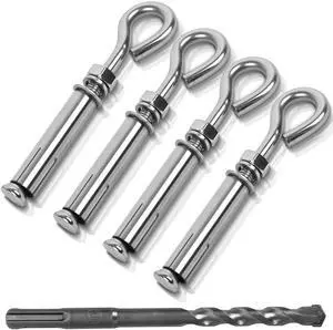4 Pack 1/4" X 3-1/2" Expansion Eye Bolt,Concrete Eyebolt Anchors | Heavy Duty 304 Stainless Steel Eyebolt Anchors for Concrete Wall,expansion bolts,concrete wall anchors 4 Pack 1/4" X 3-1/2" Expansion Eye Bolt,Concrete Eyebolt Anchors | Heavy Duty 304 Stainless Steel Eyebolt Anchors for Concrete Wall,expansion bolts,concrete wall anchors