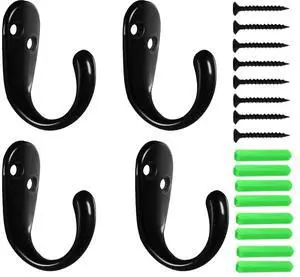 4 Pack Wall Hooks Wall Mounted Coat Hooks for Hanging Heavy Duty, Black Towel Hooks, Metal Single Coat Hanger with Screws Cup Retro for Coats, Handbags, Towels 4 Pack Wall Hooks Wall Mounted Coat Hooks for Hanging Heavy Duty, Black Towel Hooks, Metal Single Coat Hanger with Screws Cup Retro for Coats, Handbags, Towels