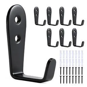 Stainless Steel Hooks for Hanging, Heavy Duty Hook, Wall Hooks Key Holder Wall Mount Hanger Coat Hook Garage Storage Screw Utility Hooks, 8 Pack (Black) Stainless Steel Hooks for Hanging, Heavy Duty Hook, Wall Hooks Key Holder Wall Mount Hanger Coat Hook Garage Storage Screw Utility Hooks, 8 Pack (Black)