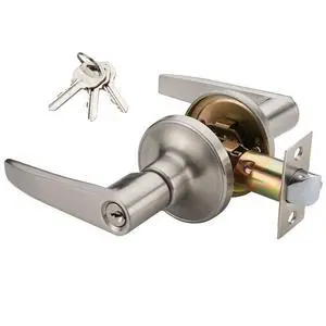 1 Pack of Lever Keyed Entry Door Lever Handle Lock, Universal Door Knob Hardware,Nickel Brushed Color (MR802ET) 1 Pack of Lever Keyed Entry Door Lever Handle Lock, Universal Door Knob Hardware,Nickel Brushed Color (MR802ET)