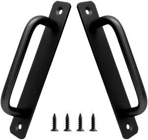 Aluminum Alloy Sliding Barn Door Handle, Black, 5 Inch, 2 Pack | 128mm Hole Center, Gate Door Handle with Plate, 5.9 Inch Long, For Kitchen Cabinet Bathroom Closet Aluminum Alloy Sliding Barn Door Handle, Black, 5 Inch, 2 Pack | 128mm Hole Center, Gate Door Handle with Plate, 5.9 Inch Long, For Kitchen Cabinet Bathroom Closet