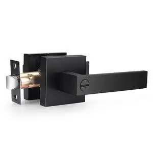 Black Heavy Duty Interior Door Handle for Bedroom & Bathroom, Keyless Privacy Modern Square Door Lever, 1 Pack, Matte Black Finish Black Heavy Duty Interior Door Handle for Bedroom & Bathroom, Keyless Privacy Modern Square Door Lever, 1 Pack, Matte Black Finish