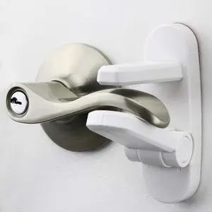 Door Lever Lock (2 Pack) Prevents Toddlers from Opening Doors Easy One-Hand Operation for Adults Durable ABS with 3M Adhesive Backing No Tools Needed for Install Door Lever Lock (2 Pack) Prevents Toddlers from Opening Doors Easy One-Hand Operation for Adults Durable ABS with 3M Adhesive Backing No Tools Needed for Install