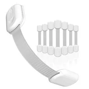 Child Safety Cabinet Locks, White, 8 Pack | ABS and TPE adhesive latches for cabinets, drawers, ovens and toilet seats; no screws or magnets needed Child Safety Cabinet Locks, White, 8 Pack | ABS and TPE adhesive latches for cabinets, drawers, ovens and toilet seats; no screws or magnets needed