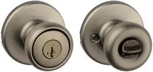 Tylo Entry Door Knob with Lock and Key, Secure Keyed Handle Exterior, Front Entrance and Bedroom, Antique Brass, Pick Resistant SmartKey Rekey Security and Microban Tylo Entry Door Knob with Lock and Key, Secure Keyed Handle Exterior, Front Entrance and Bedroom, Antique Brass, Pick Resistant SmartKey Rekey Security and Microban