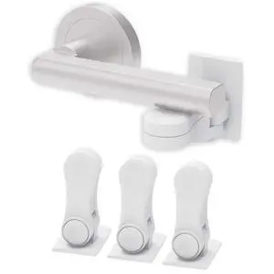 Child Proof Door Lever Lock - Door Handle Lock - 3M Adhesive - Minimalist Design - No Drilling Child Safety Door Handle Locks (3 Pack) Child Proof Door Lever Lock - Door Handle Lock - 3M Adhesive - Minimalist Design - No Drilling Child Safety Door Handle Locks (3 Pack)