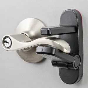 Door Lever Lock (2 Pack) Prevents Toddlers from Opening Doors. 3.25" L * 1.5" W * 4.5" H Easy One Hand Operation for Adults. Durable ABS with 3M Adhesive Backing. Simple Install, Black Door Lever Lock (2 Pack) Prevents Toddlers from Opening Doors. 3.25" L * 1.5" W * 4.5" H Easy One Hand Operation for Adults. Durable ABS with 3M Adhesive Backing. Simple Install, Black