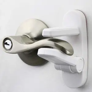Door Lever Locks (4 Pack) - Prevents Toddlers from Opening Doors - Durable ABS with 3M Adhesive - Easy One-Hand Operation for Adults, No Tools Needed Door Lever Locks (4 Pack) - Prevents Toddlers from Opening Doors - Durable ABS with 3M Adhesive - Easy One-Hand Operation for Adults, No Tools Needed