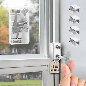 Window Locks(4 Sets), Window Locks for Up and Down Windows,Easy to Install Vertical & Horizontal Window Security Locks,Adjustable Aluminum Window Stopper Lock(Silver) Window Locks(4 Sets), Window Locks for Up and Down Windows,Easy to Install Vertical & Horizontal Window Security Locks,Adjustable Aluminum Window Stopper Lock(Silver)