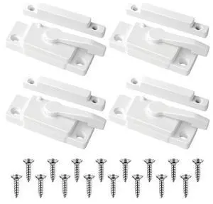 4 Pcs Window Locks, Replacement Window Locks, Sliding Window Sash Locks, Durable White Cam Locks for Single and Double-Hung Windows, Secure Vertical and Horizontal Sliding Window Installation 4 Pcs Window Locks, Replacement Window Locks, Sliding Window Sash Locks, Durable White Cam Locks for Single and Double-Hung Windows, Secure Vertical and Horizontal Sliding Window Installation