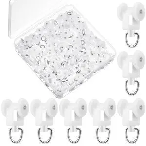 100 Pcs Curtain Track Gliders Dual Wheel Plastic Mute Roller | Dual Wheel Silent Design, Plastic Shower Rail Hooks, Mute Rollers for Ceiling Drapes, Compatible with Most Tracks 100 Pcs Curtain Track Gliders Dual Wheel Plastic Mute Roller | Dual Wheel Silent Design, Plastic Shower Rail Hooks, Mute Rollers for Ceiling Drapes, Compatible with Most Tracks