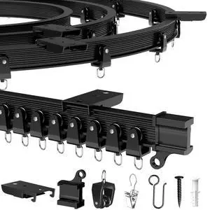 Flexible Bendable Ceiling Curtain Track, 9.8 FT (3 m), Mount for Rail with sliding Curtain Track System, Curtain Track Ceiling Mount, Room Divider for RV, Bathroom, Ceiling Curtain Rod, Black Flexible Bendable Ceiling Curtain Track, 9.8 FT (3 m), Mount for Rail with sliding Curtain Track System, Curtain Track Ceiling Mount, Room Divider for RV, Bathroom, Ceiling Curtain Rod, Black