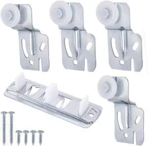 5 Pcs Sliding Closet Door Roller Kit, Wardrobe Door Roller with Slide Track | Offset Nylon Wheel Closet Door Rollers Replacement for Top-Hung Sliding Door Hardware 5 Pcs Sliding Closet Door Roller Kit, Wardrobe Door Roller with Slide Track | Offset Nylon Wheel Closet Door Rollers Replacement for Top-Hung Sliding Door Hardware