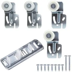 Quiet Glide Sliding Door Roller Set, Top-Hung Sliding Door Hardware Roller & Track Kit, 5-Piece Wardrobe Closet Door Repair Replacement Set Quiet Glide Sliding Door Roller Set, Top-Hung Sliding Door Hardware Roller & Track Kit, 5-Piece Wardrobe Closet Door Repair Replacement Set