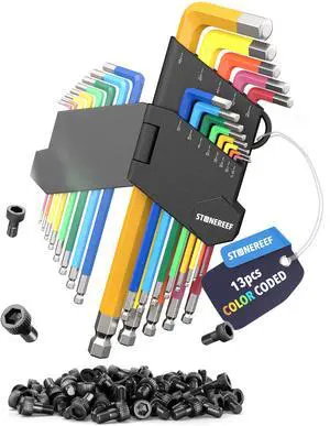 13-Piece Metric Allen Key Set Long Arm Hex Wrench Set (0.7 mm to 10 mm) Chrome Vanadium Steel Ball End L-Shaped Hex Keys for Furniture, Bikes & Machinery 13-Piece Metric Allen Key Set Long Arm Hex Wrench Set (0.7 mm to 10 mm) Chrome Vanadium Steel Ball End L-Shaped Hex Keys for Furniture, Bikes & Machinery