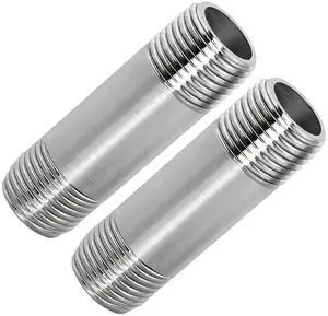 304 Stainless Steel Nipple Pipe Fitting 1/2" NPT X 1/2" NPT Male Thread Cast Pipe Fittings 2" 50mm Length (pack of 2) 304 Stainless Steel Nipple Pipe Fitting 1/2" NPT X 1/2" NPT Male Thread Cast Pipe Fittings 2" 50mm Length (pack of 2)