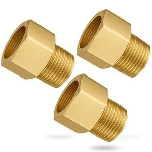 Brass Hex Pipe Fitting, 1/2" Female NPT x 1/2" Male NPT | 3PCS, Adaptor, 1200psi High Pressure Brass Hex Pipe Fitting, 1/2" Female NPT x 1/2" Male NPT | 3PCS, Adaptor, 1200psi High Pressure