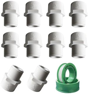10 Pack 3/4 inch NPT Male Thread PVC Pipe Fitting Adapter Connector, 3/4 inch PVC Pipe Fitting for Sch40 PVC Pipe, Pipe Connectors for Plumbing Water Line, Socket x NPT Male 10 Pack 3/4 inch NPT Male Thread PVC Pipe Fitting Adapter Connector, 3/4 inch PVC Pipe Fitting for Sch40 PVC Pipe, Pipe Connectors for Plumbing Water Line, Socket x NPT Male