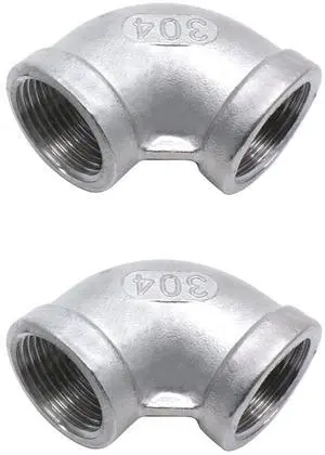 2Pcs 304 Stainless Steel 90 Degree Elbow 3/4" NPT Female x 3/4" NPT Female Threaded Pipe Fitting 2Pcs 304 Stainless Steel 90 Degree Elbow 3/4" NPT Female x 3/4" NPT Female Threaded Pipe Fitting
