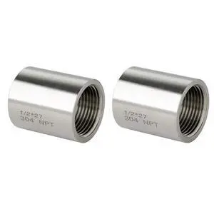 304 Stainless Steel Pipe Coupling Fitting, 1/2" x 1/2" Female Pipe Coupler Connector Adapter Fitting (1" Length, 2Pcs) 304 Stainless Steel Pipe Coupling Fitting, 1/2" x 1/2" Female Pipe Coupler Connector Adapter Fitting (1" Length, 2Pcs)