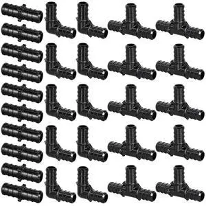30pcs 1/2" Poly PPSU Barb Crimp PEX Fitting Combo, No Lead | 10pcs Each Elbows Tees Straight Couplings for PEX Pipe 30pcs 1/2" Poly PPSU Barb Crimp PEX Fitting Combo, No Lead | 10pcs Each Elbows Tees Straight Couplings for PEX Pipe