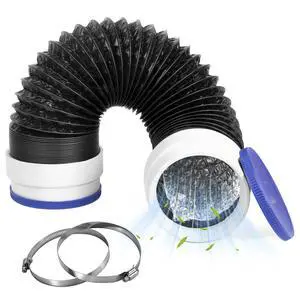 4Inch Flexible Dryer Vent Hose, 5FT, 6-Layer Thickness, Rubber Seals Connectors, 2 Clamps, Heat-Resistant Exhaust Hose for Tight Spaces 4Inch Flexible Dryer Vent Hose, 5FT, 6-Layer Thickness, Rubber Seals Connectors, 2 Clamps, Heat-Resistant Exhaust Hose for Tight Spaces