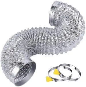 Heavy Duty 4"Flexible Dryer Vent Exhaust Duct Hose 3 Feet | Tool-Free, for Tight Space, Extra Thick Aluminum Foil HVAC Ducting Kit with 2 Key Hose Clamps Heavy Duty 4"Flexible Dryer Vent Exhaust Duct Hose 3 Feet | Tool-Free, for Tight Space, Extra Thick Aluminum Foil HVAC Ducting Kit with 2 Key Hose Clamps