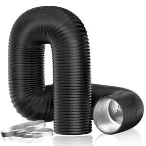 Dryer Vent Hose, 4'' Flexible Duct 16FT with 2 Duct Clamps, Heavy-Duty Three Layer Protection, Black PVC, for HVAC Ventilation, Duct Fan Systems Dryer Vent Hose, 4'' Flexible Duct 16FT with 2 Duct Clamps, Heavy-Duty Three Layer Protection, Black PVC, for HVAC Ventilation, Duct Fan Systems
