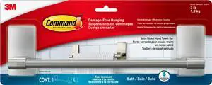 Towel Bar, Satin Nickel, 1 Towel Bar, 4 Strips | Towel Bar For Damage Free Bathroom Organization, No Tools, Holds On Glass, Metal, Mirrors, And Tile, No Holes Or Suction Cups Towel Bar, Satin Nickel, 1 Towel Bar, 4 Strips | Towel Bar For Damage Free Bathroom Organization, No Tools, Holds On Glass, Metal, Mirrors, And Tile, No Holes Or Suction Cups