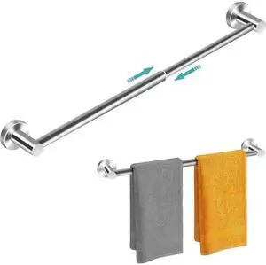Adjustable Stainless Steel Towel Racks for Bathroom 13.18-24In | Rustproof Single Towel Bar Wall Mounted, Sturdy & Space-Saving Towel Holder Rod for Bathroom Accessories, Silver Adjustable Stainless Steel Towel Racks for Bathroom 13.18-24In | Rustproof Single Towel Bar Wall Mounted, Sturdy & Space-Saving Towel Holder Rod for Bathroom Accessories, Silver