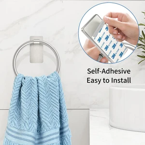 Brushed Nickel Towel Ring, Hand Towel Holder for Bathroom, 2 Pack Self Adhesive Hand Towel Rings for Bath RV Kitchen, No Drill Hole, Silver Brushed Nickel Towel Ring, Hand Towel Holder for Bathroom, 2 Pack Self Adhesive Hand Towel Rings for Bath RV Kitchen, No Drill Hole, Silver