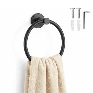 Towel Ring,Hand Towel Holder for Wall Mounted,Towel Holder,Towel-Racks, Bathroom Hardware Simple Round Towel Hanger SUS 304 Stainless Steel (Black) Towel Ring,Hand Towel Holder for Wall Mounted,Towel Holder,Towel-Racks, Bathroom Hardware Simple Round Towel Hanger SUS 304 Stainless Steel (Black)