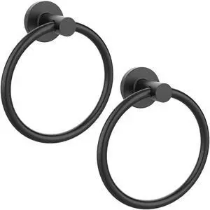 Matte Black Towel Ring 2Pack, SUS304 Stainless Steel Hand Towel Holder for Bathroom Kitchen, Modern Style Towel Hanger, Thicken Ring Towel Holder, Towel Rack Round Wall Mounted (2, Black) Matte Black Towel Ring 2Pack, SUS304 Stainless Steel Hand Towel Holder for Bathroom Kitchen, Modern Style Towel Hanger, Thicken Ring Towel Holder, Towel Rack Round Wall Mounted (2, Black)