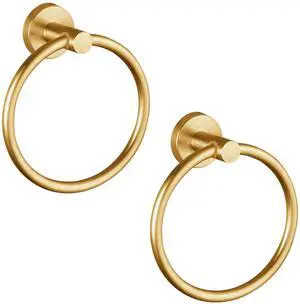 Towel Ring, Bathroom Hardware Accessories, Wall-Mounted Towel Ring, Simple Round Stainless Steel Towel Rack, for Bathroom and Kitchen (Gold 2 Pack) Towel Ring, Bathroom Hardware Accessories, Wall-Mounted Towel Ring, Simple Round Stainless Steel Towel Rack, for Bathroom and Kitchen (Gold 2 Pack)