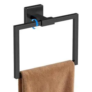 Hand Towel Holder for Bathroom Wall, Square 180° Swivel Towel Ring | Towel Rings for Bathroom Wall, Black Hand Towel Holder for Bath, Kitchen, Stainless Steel Heavy Duty Hand Towel Holder for Bathroom Wall, Square 180° Swivel Towel Ring | Towel Rings for Bathroom Wall, Black Hand Towel Holder for Bath, Kitchen, Stainless Steel Heavy Duty