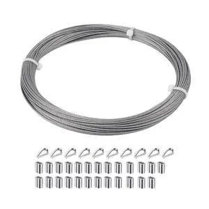1/16 inch Stainless Steel Wire Cable,100FT,Aircraft Cable Wire Rope Marine Grade, Length 7x7 Strand Core with Aluminum Sleeves and Thimbles 1/16 inch Stainless Steel Wire Cable,100FT,Aircraft Cable Wire Rope Marine Grade, Length 7x7 Strand Core with Aluminum Sleeves and Thimbles
