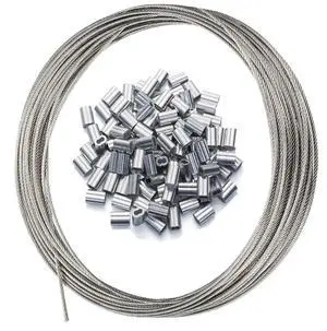 1/16" Stainless Steel Wire Rope, 100FT Stainless Steel Cable | Steel Wire with 50 Crimping Sleeves, 7x7 368lbs Breaking Strength for Clothes Line Wires,Trellis Wire,Picture Hanging Wire 1/16" Stainless Steel Wire Rope, 100FT Stainless Steel Cable | Steel Wire with 50 Crimping Sleeves, 7x7 368lbs Breaking Strength for Clothes Line Wires,Trellis Wire,Picture Hanging Wire